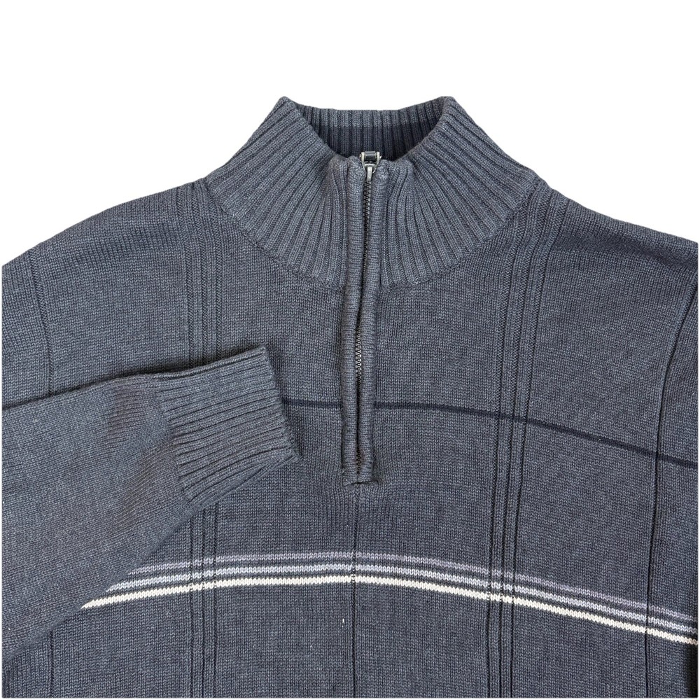 Oscar de la Renta Men’s Quarter Zip Knit Sweater Charcoal Gray XL Classic Ribbed