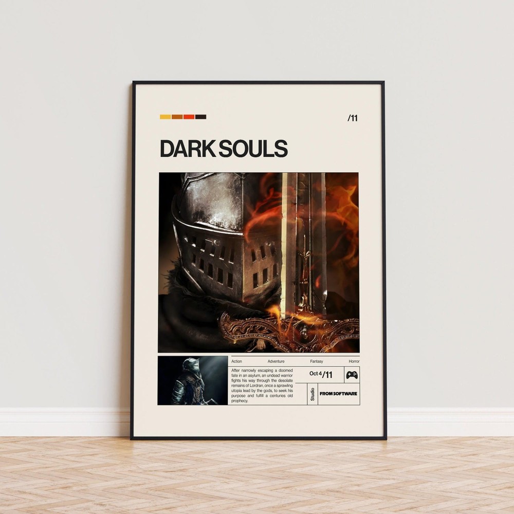 Dark Souls Poster Minimalist Gaming Wall Art Gamer Gift Print