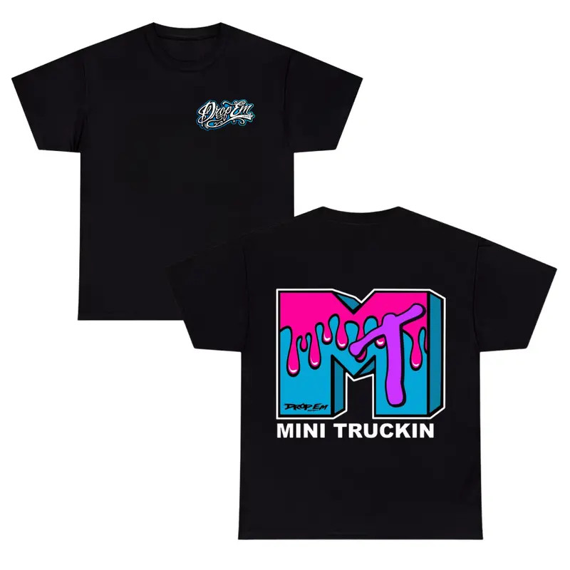 Mini Truckin MT Graphic T-Shirt ? Retro Streetwear Drip Logo Tee, Soft Cotton