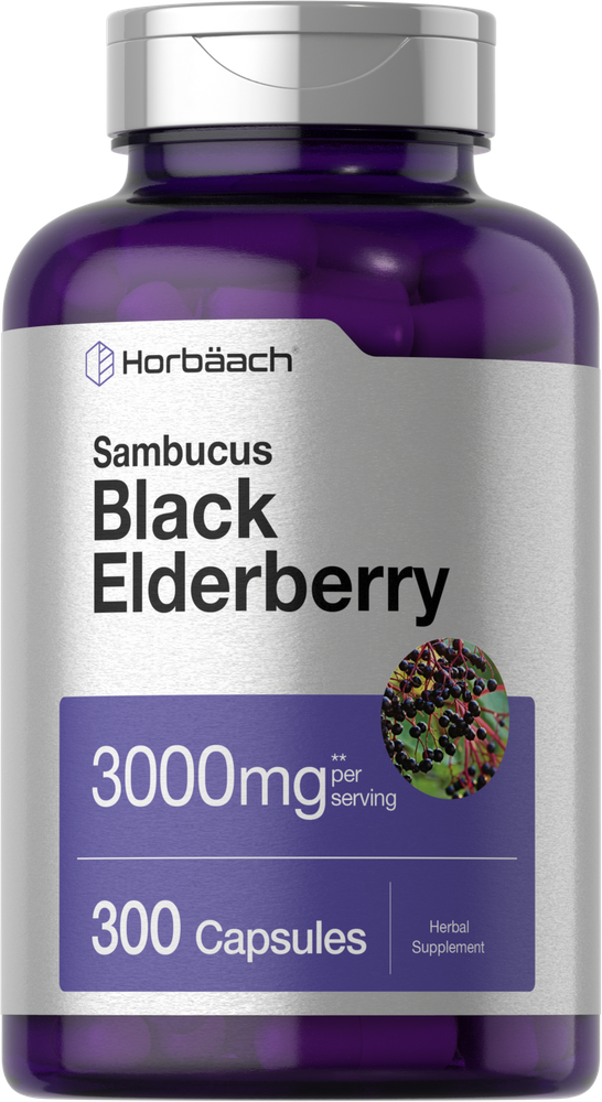 Капсулы черной бузины 3000 мг | 300 штук | самбукус | без ГМО | от Horbaach