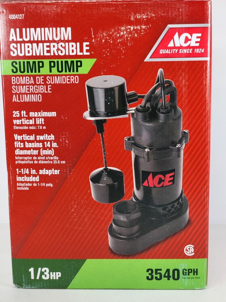 1/3 HP 3600 GPH Aluminum Vertical Float Switch Sump Pump-image