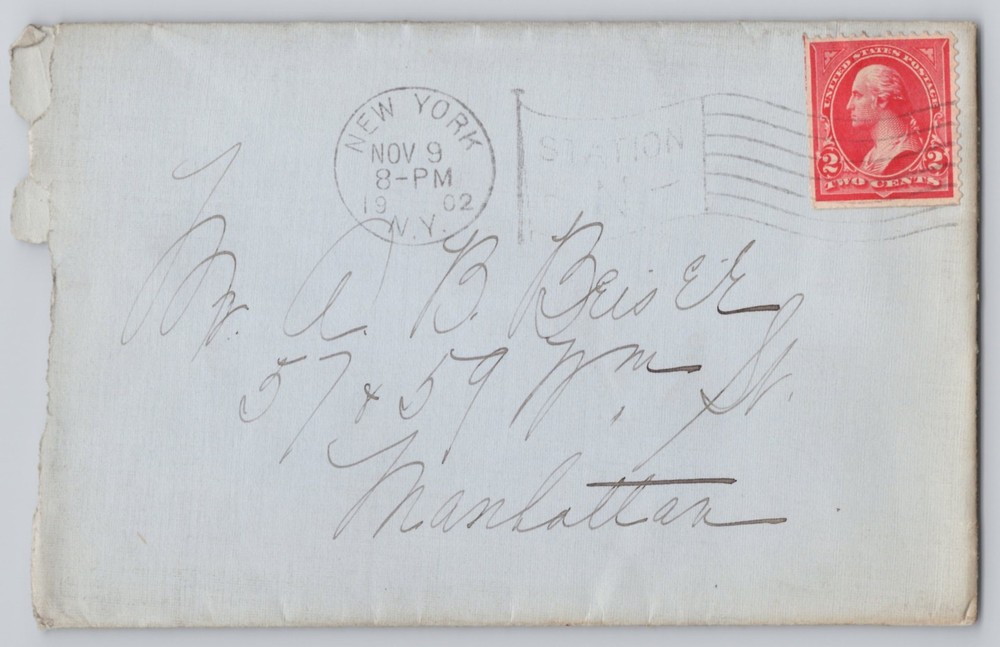 New York, NY Circular Postmark, 2c Washington Stamp, Un 1902