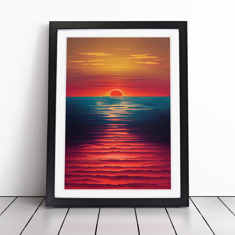 Picturesque Ocean Sunset Wall Art Print Framed Canvas Picture Poster Decor