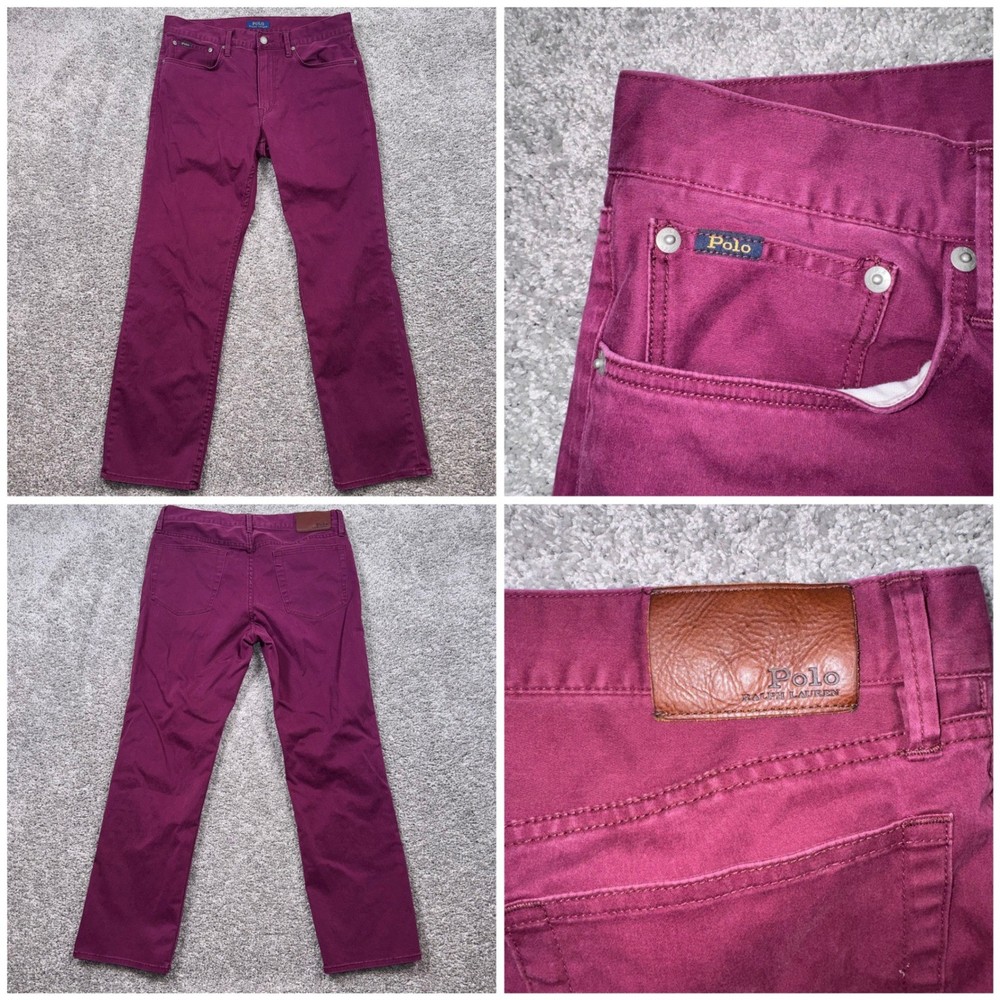 Polo Ralph Lauren 5-Pocket Chino Pants Mens Stretch Burgundy 32x30 EXCELLENT