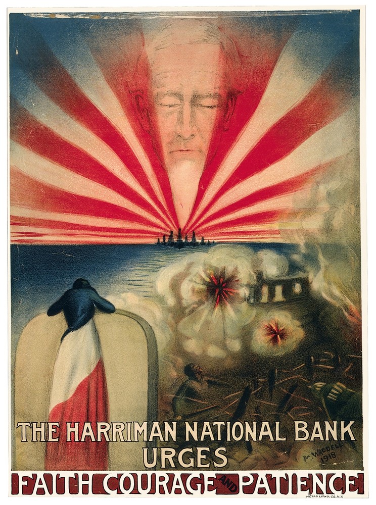 Decor War Poster. Graphic Art Design.National bank urges .Room Wall Art. 1763