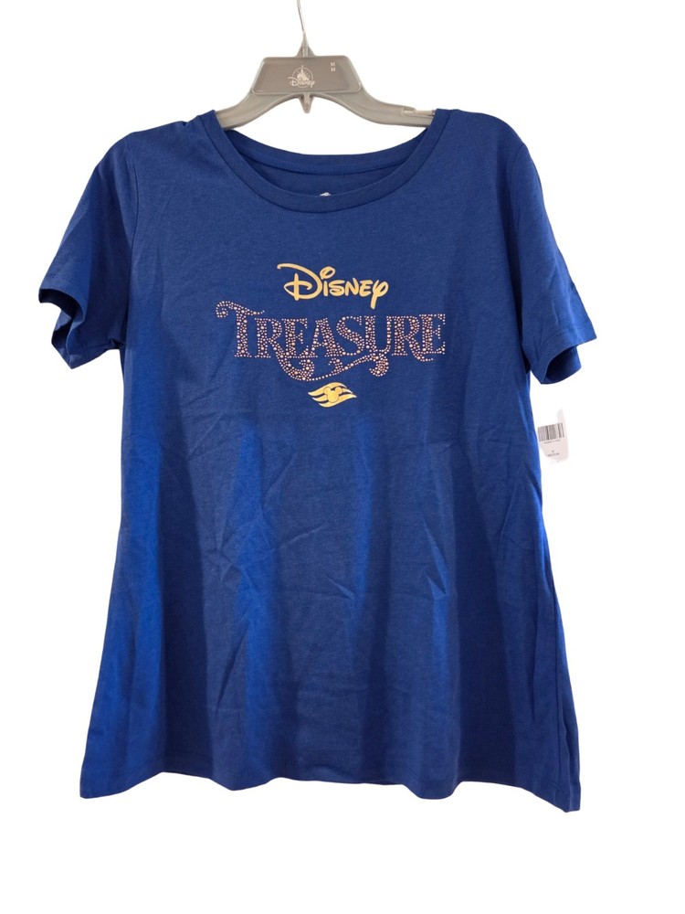 Disney Cruise Line DCL Treasure Sparkle Logo Blue T-Shirt Women's Medium NEW