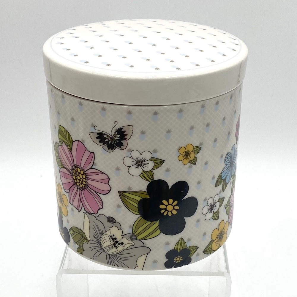 Grace's Teaware Ceramic Canister Jar with Lid Floral & Butterfly Vintage Design