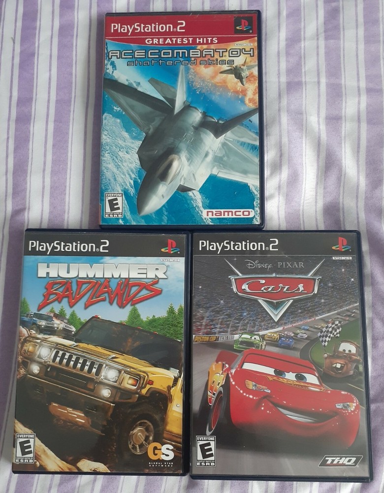PS2 Game Bundle - Ace Combat 04, Disney Pixar Cars & Hummer Badlands - 3 Complete Games-image