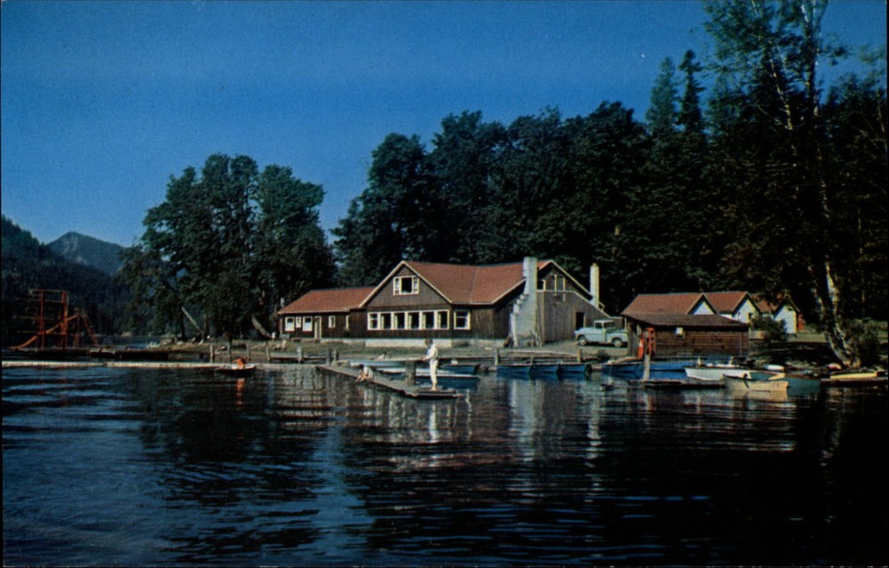 Port Angeles Washington Maple Grove Resort Lake Sutherland 1950s pickup postcard