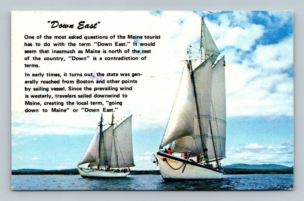 Vintage Postcard, Down East, Windjammers Off The Maine Coast