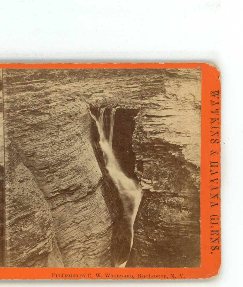Entrance Cascade Watkins Glen New York NY Woodward Stereoview