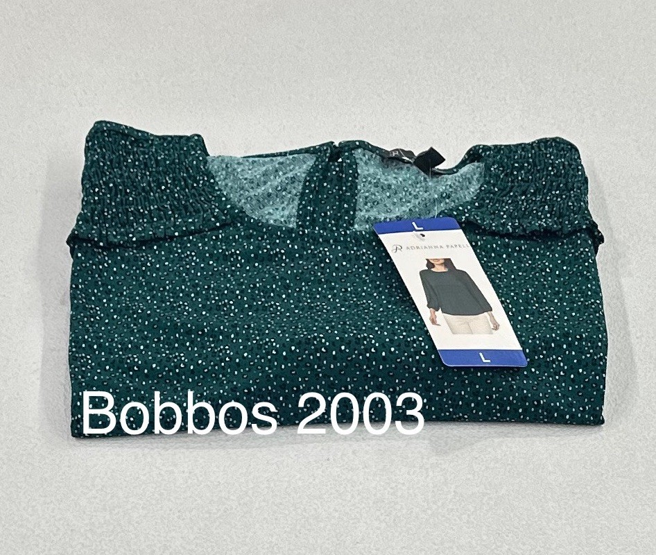 Adrianna Papell Women's 3/4 Sleeve Stretch Smocked Shoulder Blouse, Green, L