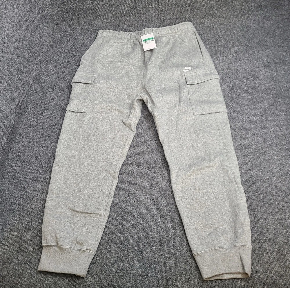 Mens Size XL - Nike Club Fleece Tapered Cargo Pants Heather Grey New CD3129-063