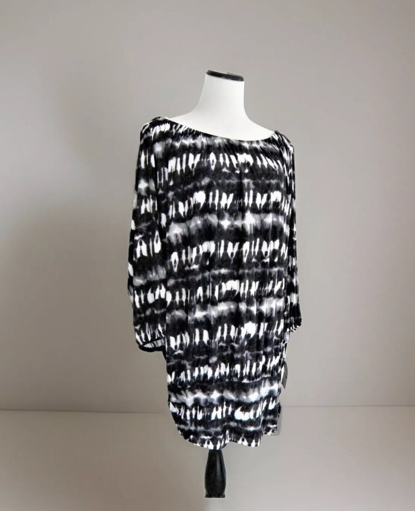 New Michael Kors Black White Tunic Swim Cover up Tunic Top Plus Size 18