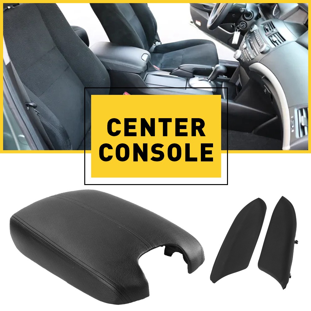 For 2008-2012 Honda Accord Center Console Lid+ 2x Door Panel Armrest Cover Black