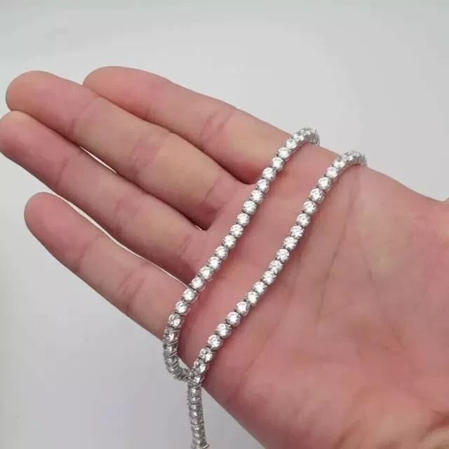 10Ct Round Lab-Created Diamond Tennis Necklace in 14K White Gold Plated 18 Inch Chain