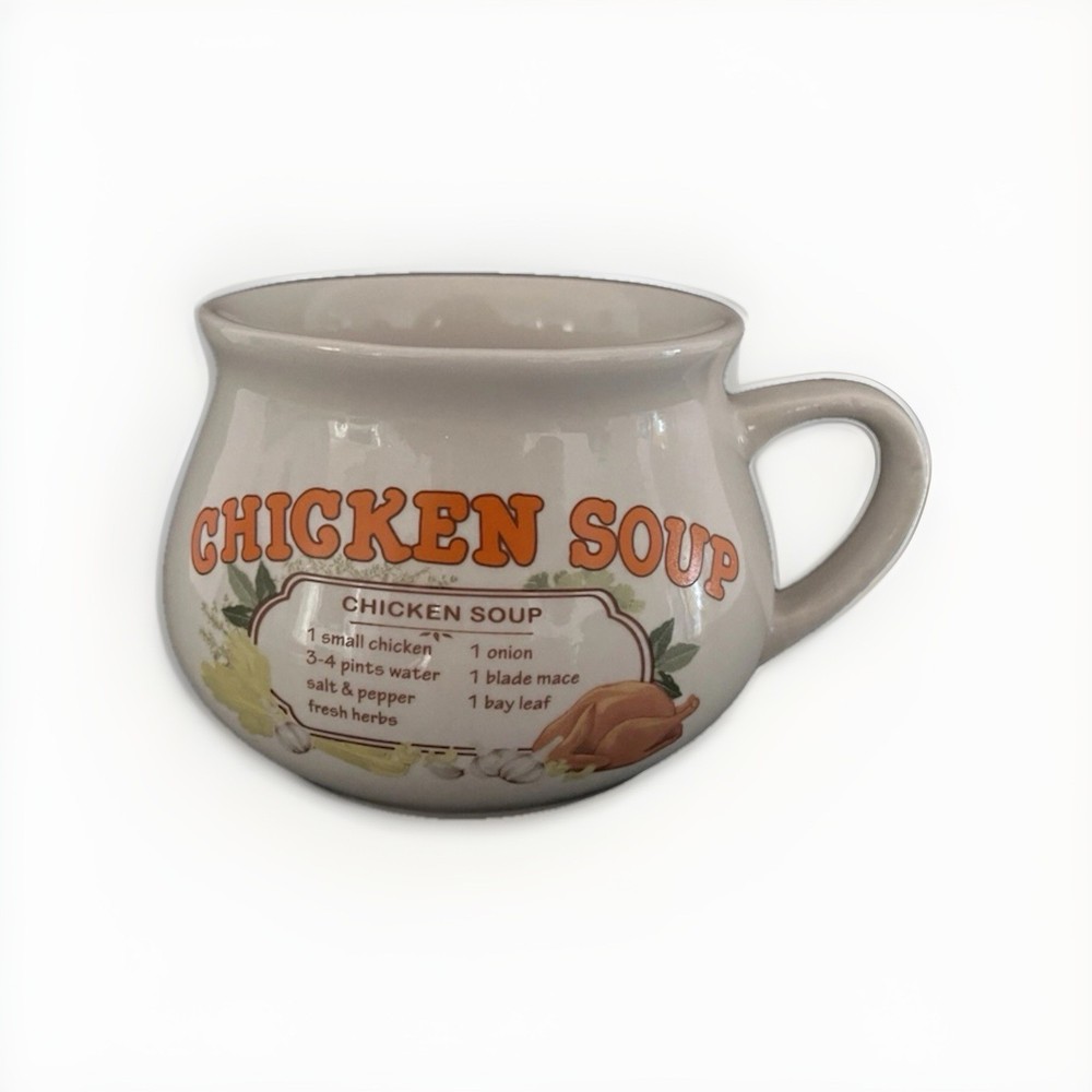 Vintage DAT'L DO-IT INC Chicken Soup Recipe 16oz Mug Soup Bowl Ceramic