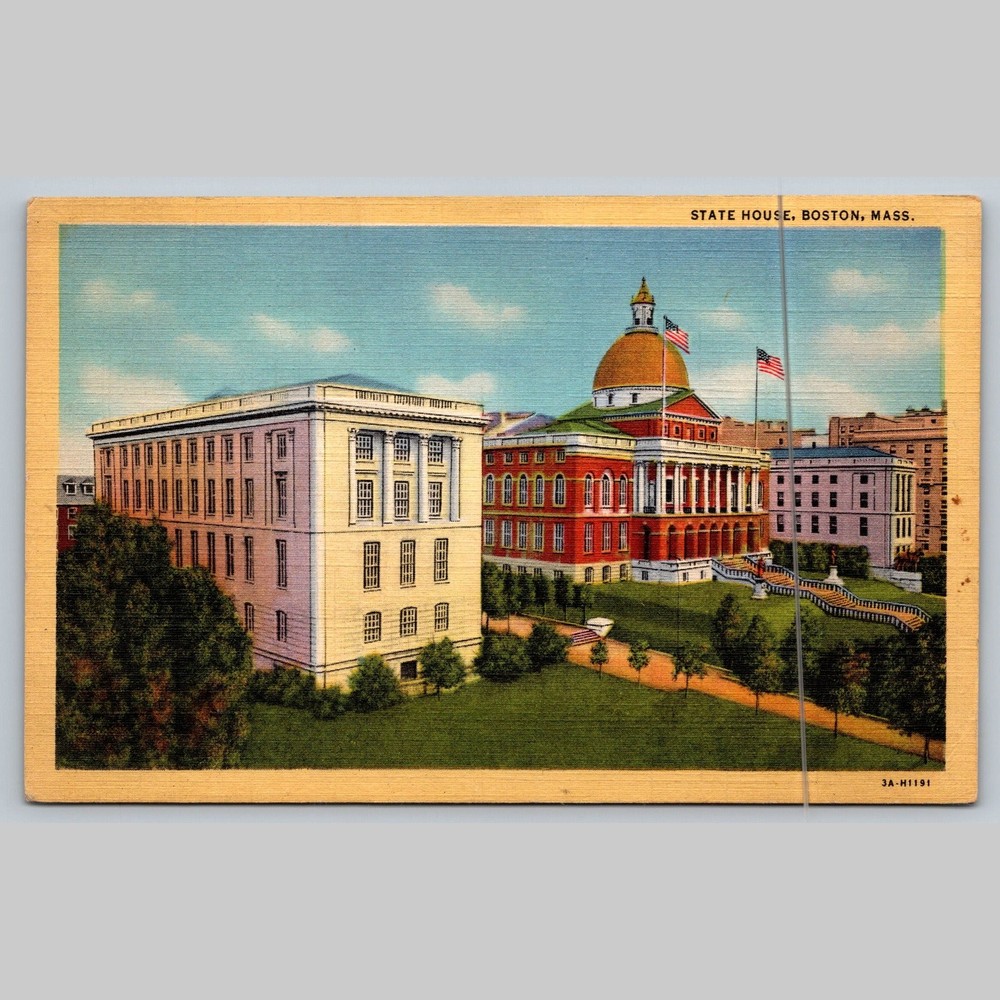Postcard State House Boston MA Beacon Hill Historic Architecture