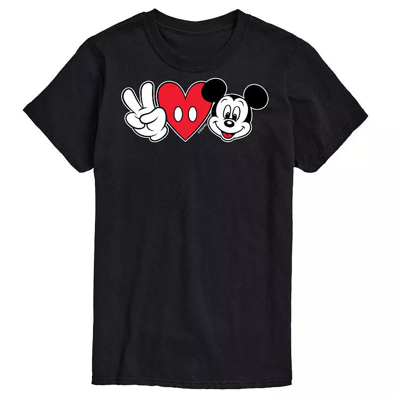 Disney's Mickey Mouse Peace Love Black T-Shirt