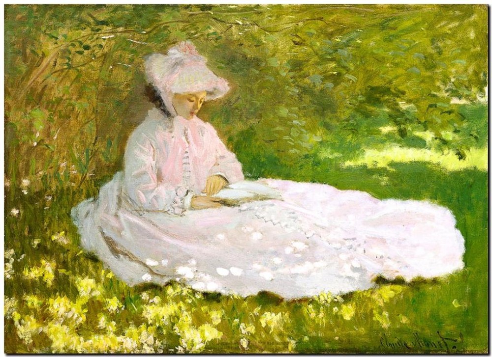 CLAUDE MONET ~ Springtime  ~ *FRAMED* CANVAS ART Poster ~18