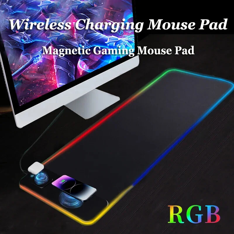 RGB Gaming Mouse Pad with Magnetic Fast Wireless Phone Charger  