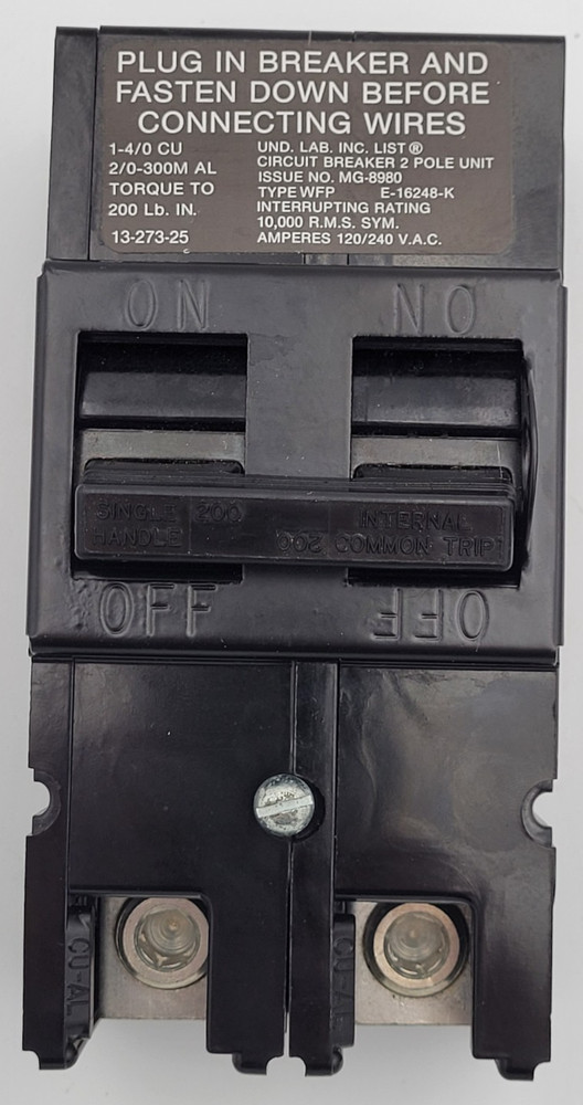 NEW Westinghouse WFP2200 Zinsco 200A 2-Pole 3