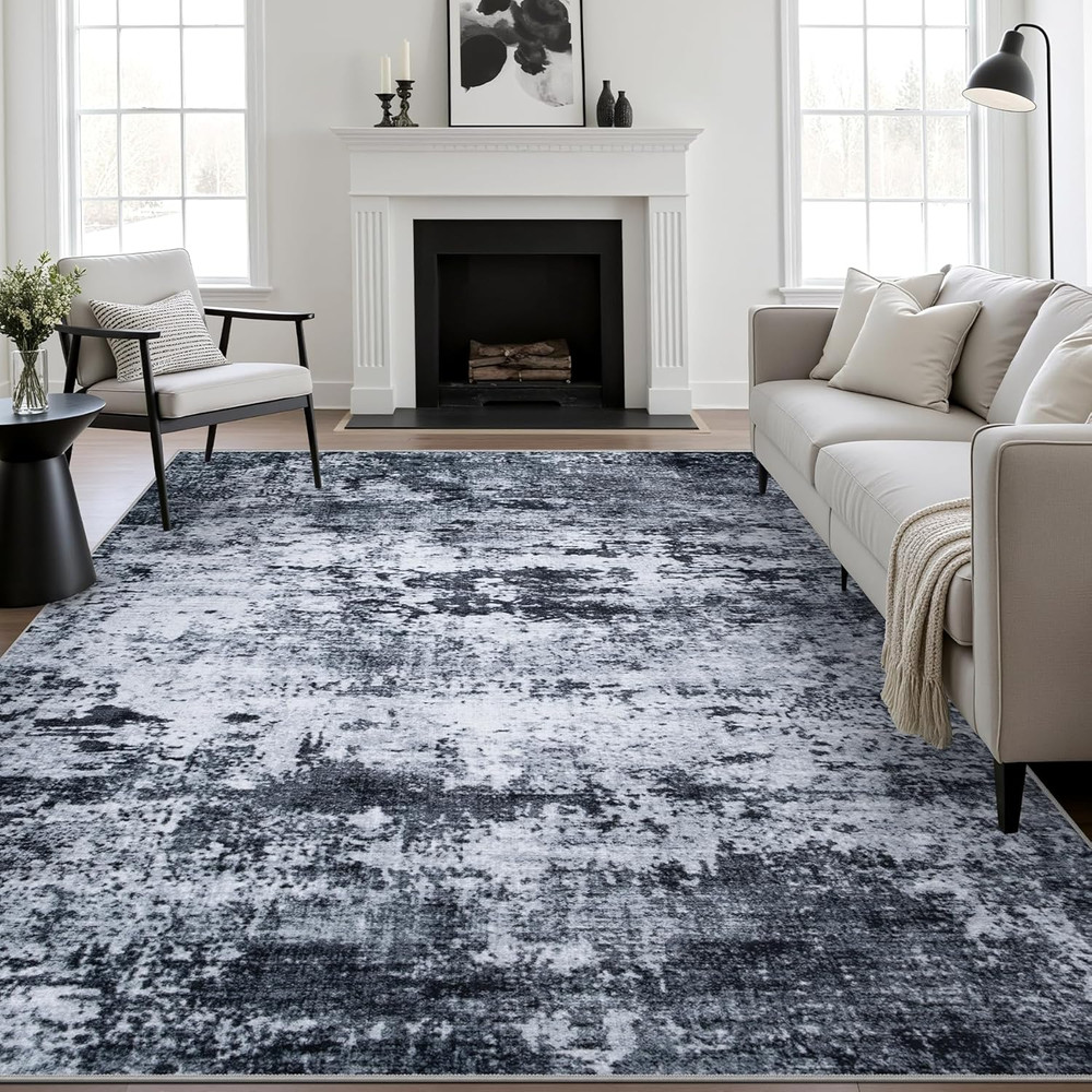 8X10 Area Rug Living Room Rug: Washable Modern Abstract Soft Thin Rug Indoor Flo