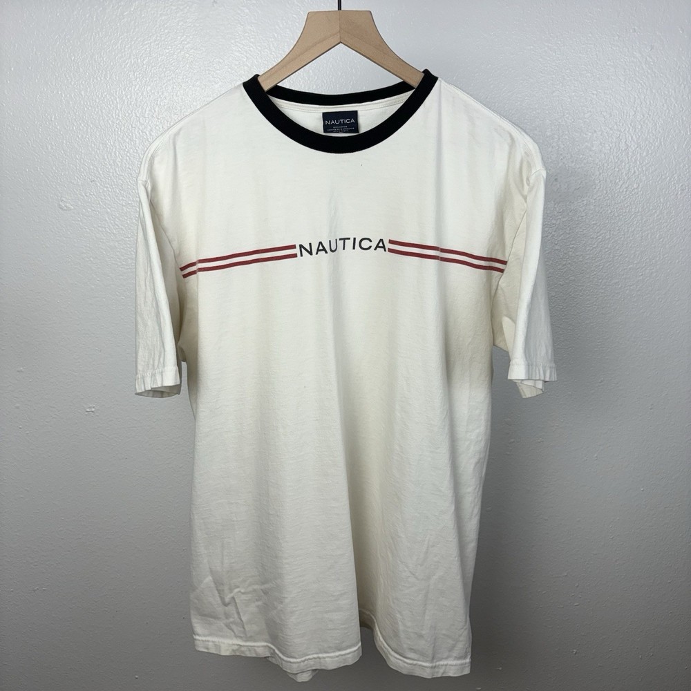 Vintage Nautica Jeans T-Shirt Mens XL Short Sleeve 90s Y2K Spell out