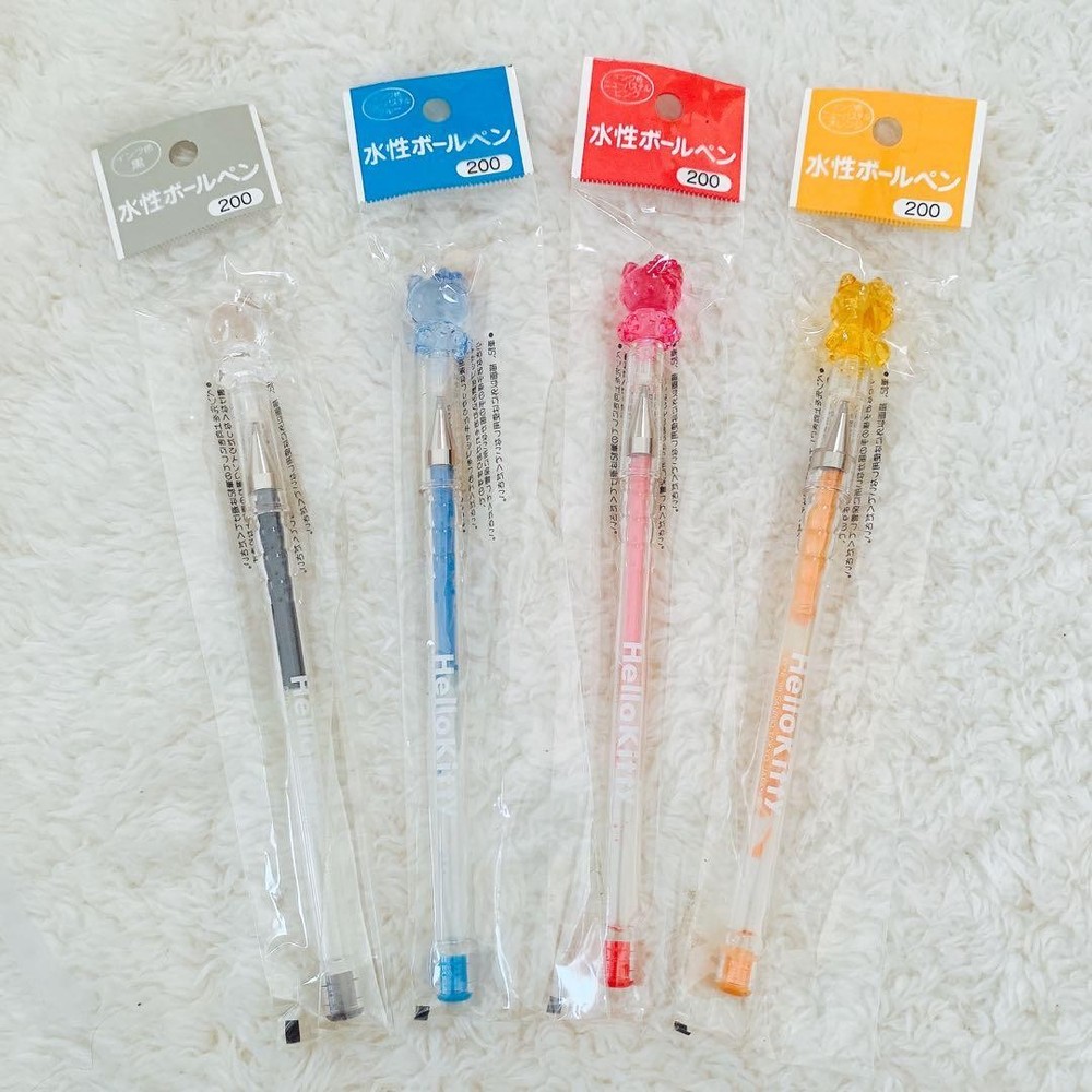 [Rare] SanRIO Hello Kitty Clear Mascot Ballpoint Pen Set of 4