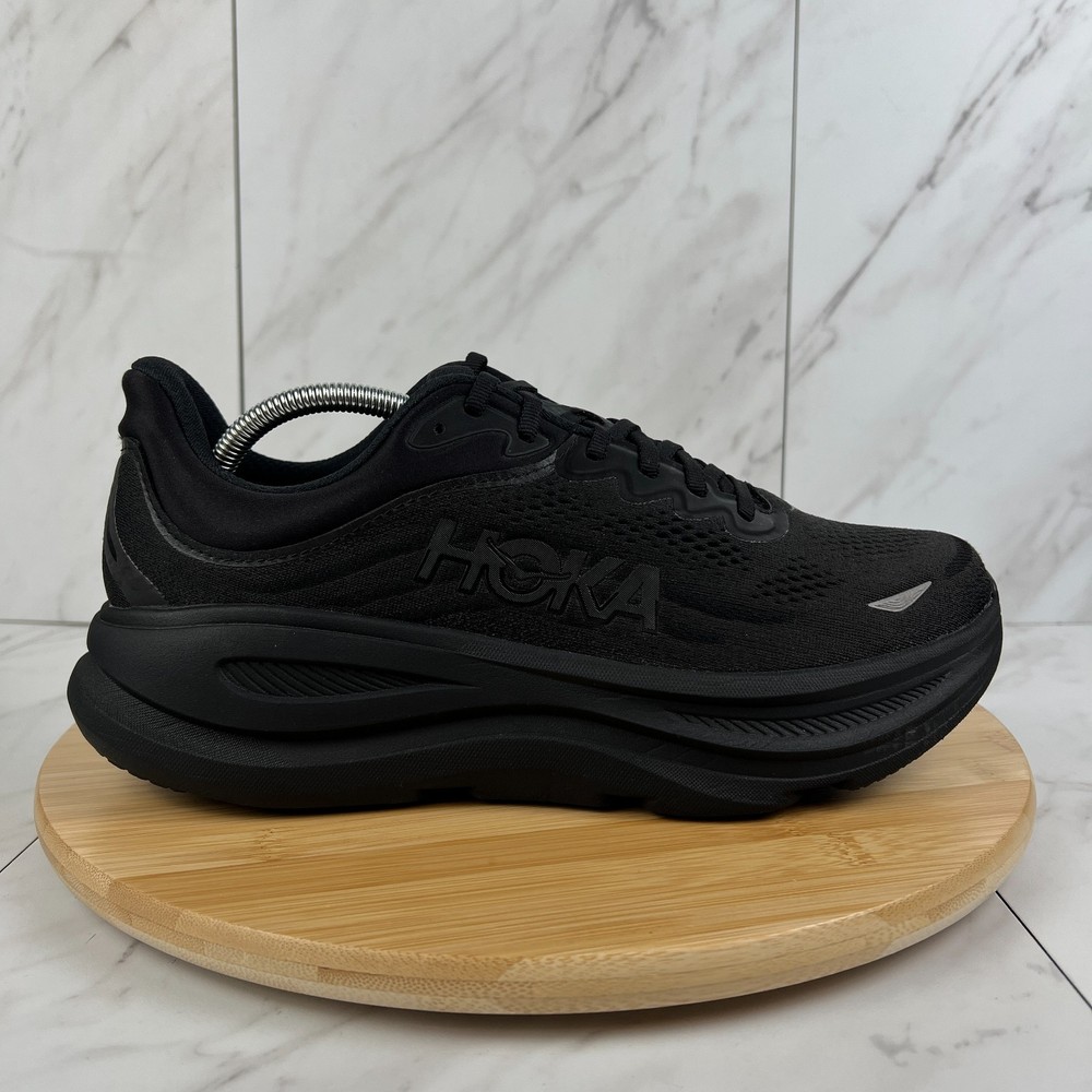 Hoka One Bondi 9 Mens Size 10.5 D Triple Black Running Walk Shoes 1162011 BBLC