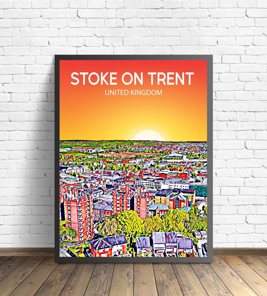 Stoke On Trent Uk Art Poster Sunset Night Poster Art Print Stoke On Trent City