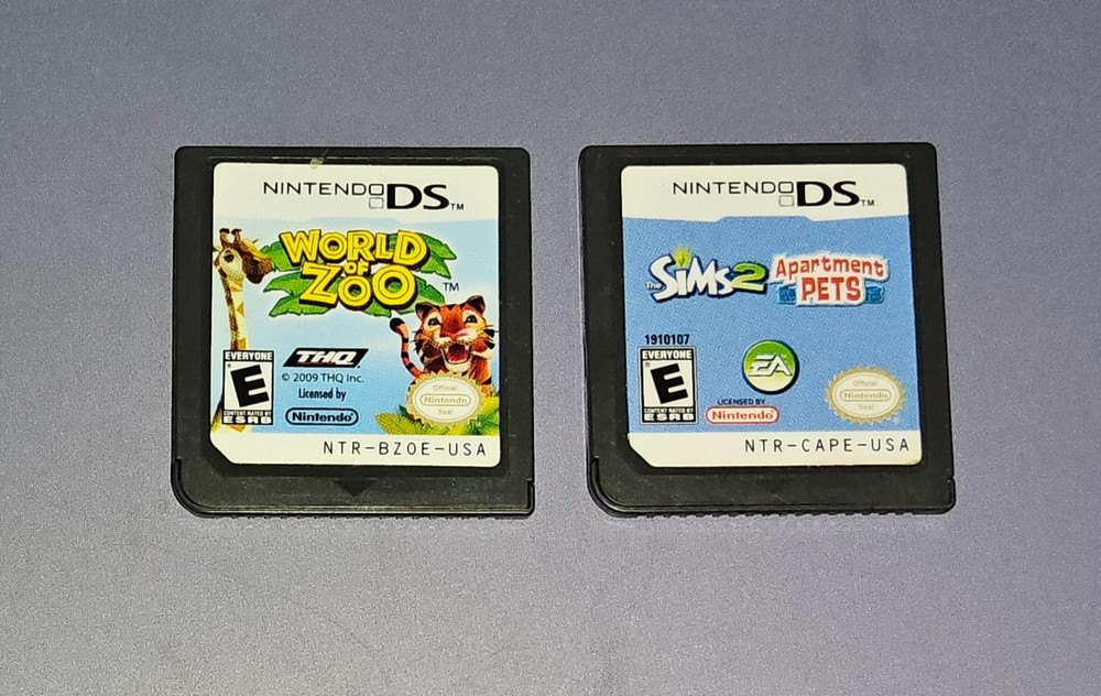 Nintendo DS Sims 2 Apartment Pets & World of Zoo CARTRIDGE ONLY