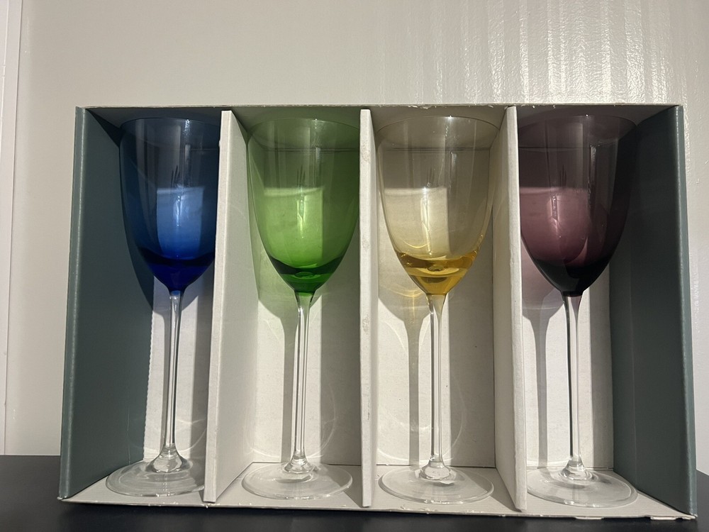 1999 Lenox Assorted Color Gems Wine Long Stem Wine Glasses ( BB)