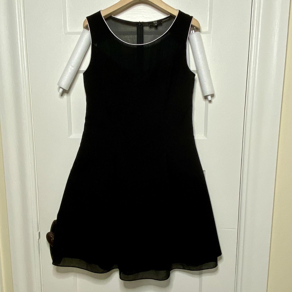 Riu Paris Black Sleeveless A-Line Cocktail Dress Womens Small LBD Retro Mod Chic