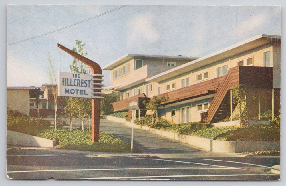Oakland CA Hillcrest Motel Postcard 1950s Vintage Mid-Century Architecture