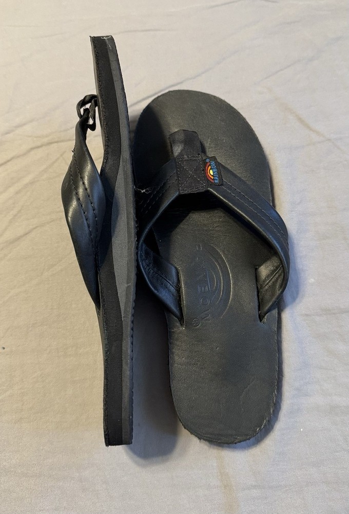 Rainbow Sandals Madison Womens Black Nubuck Leather Size 5.5-6.5