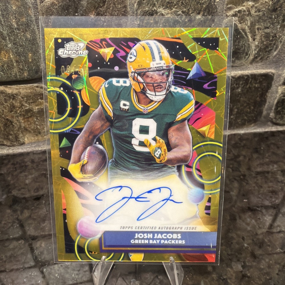 2025 Topps Chrome Cosmic Josh Jacobs Gold On Card Auto /50 Packers
