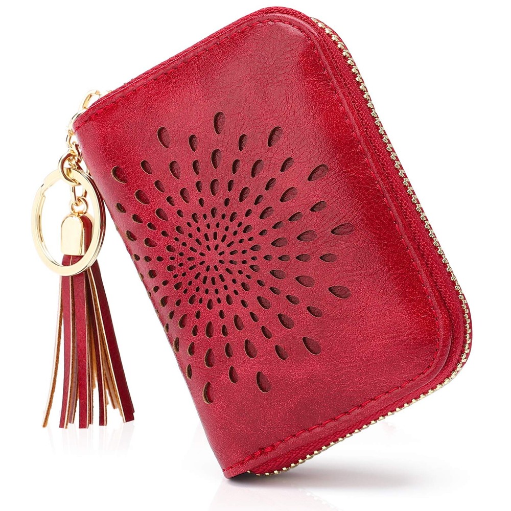 RFID Blocking Zipper Card Case Keychain Wallet for Women - Compact & Secure 1927
