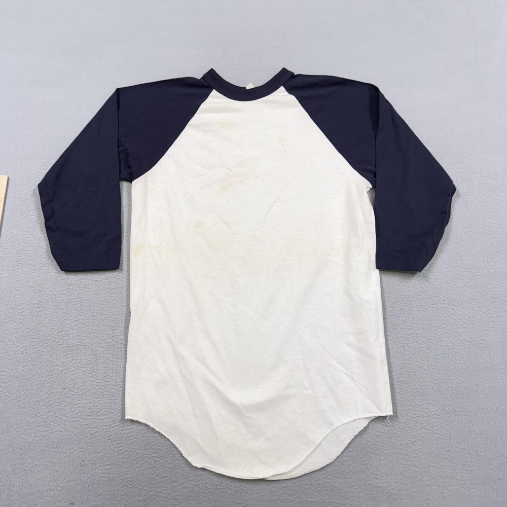 Vintage Stedman Shirt Mens Medium White Navy Raglan Baseball Tee USA 70s