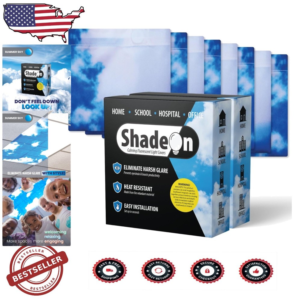 Transform Workspaces with Elegant Summer Sky Magnetic Light Filters - 8 Pack