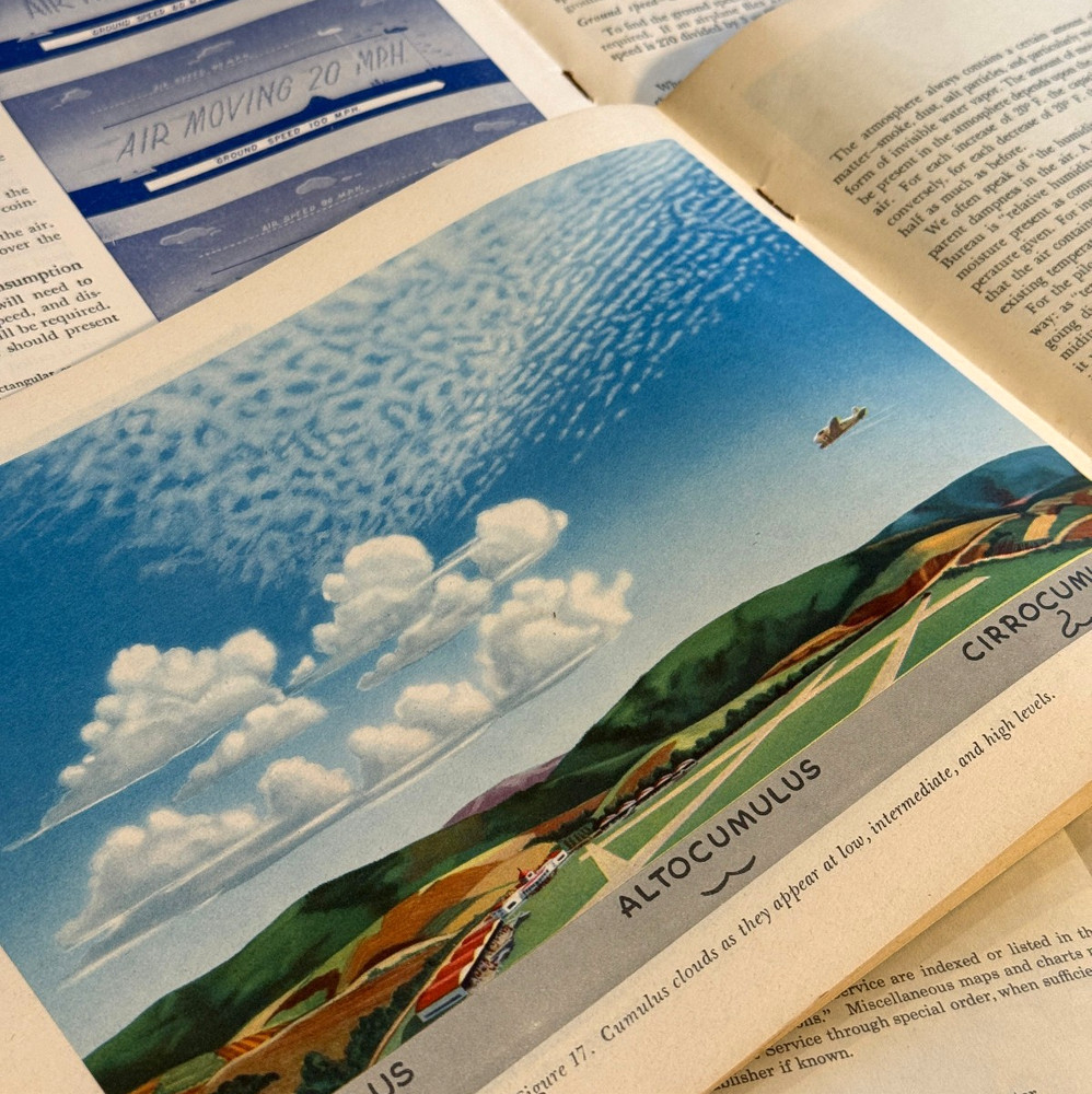 WWII CAA Aviation Training Manuals Path & Realm of Flight w/ Aeronautical Chart