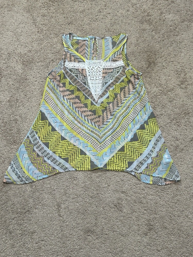 Maurices Womens Shirt Size Small Multicolor Print Lace Lightweight Flowy Casual