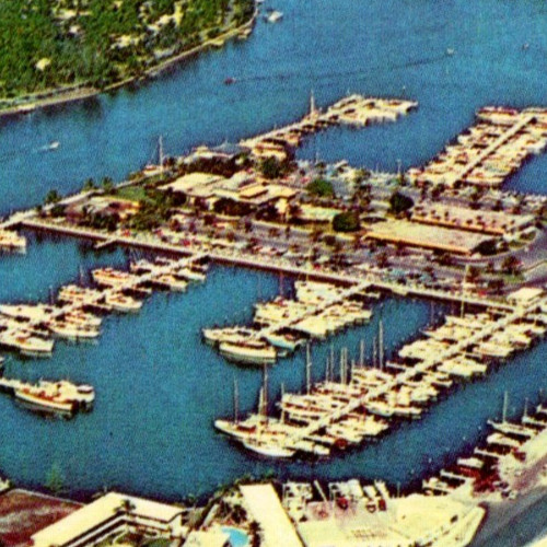 Vintage Postcard Chrome Aerial View Bahia Mar Yacht Basin Ft Lauderdale FL