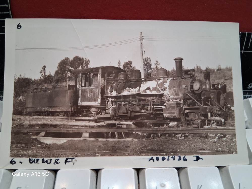 Wiscasset Waterville & Farmington Railroad Locomotive 6 Orig Photo 1936 Me Ng Rr