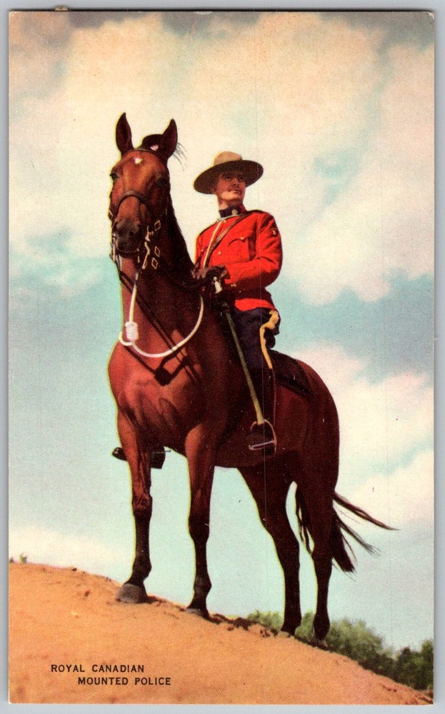 Vtg Postcard Royal Canadian Mounted Police CA 1950s