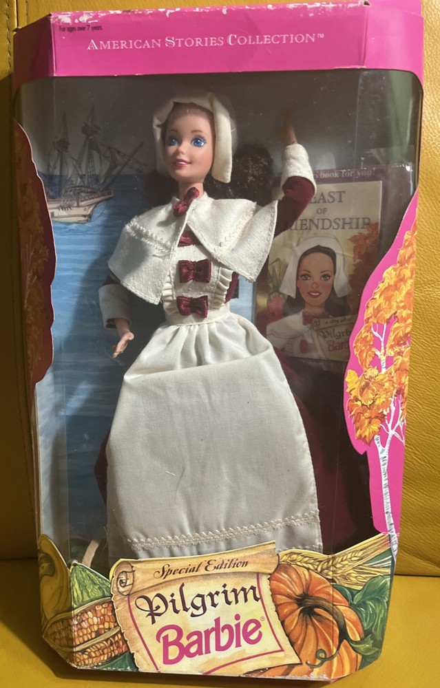 Vintage 1994 Mattel Pilgrim Brunette Barbie Doll # 12577 Special Edition In Box