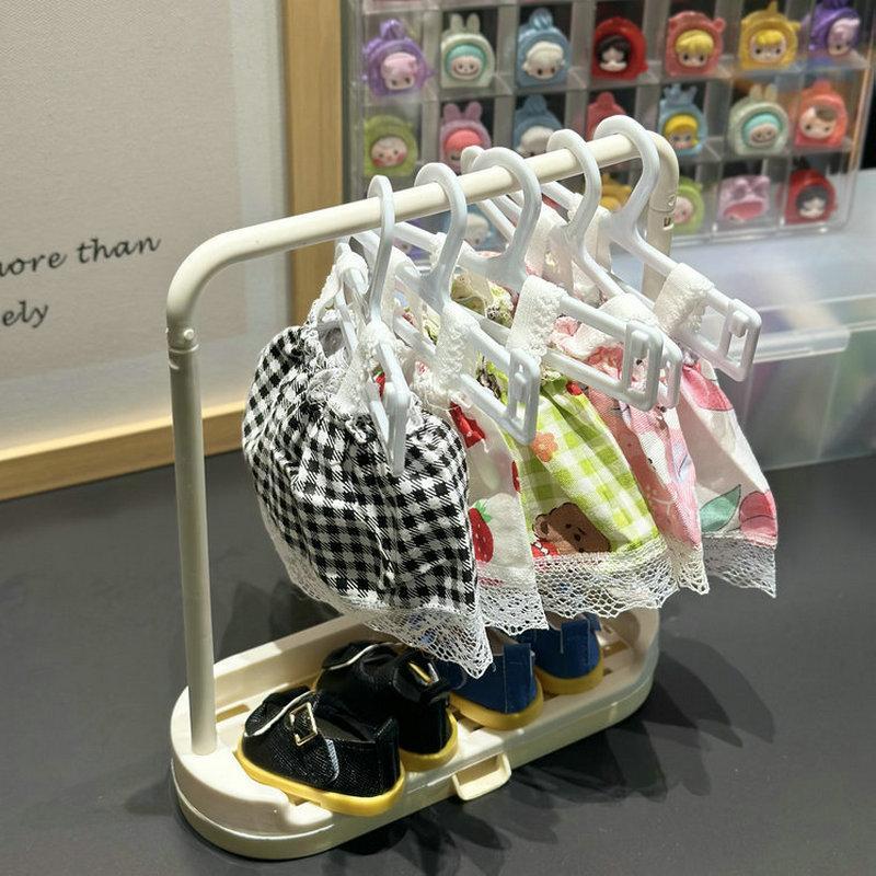 Labubu 20cm BJD Doll Clothes and Shoe Display Rack with Hanger and Storage Box