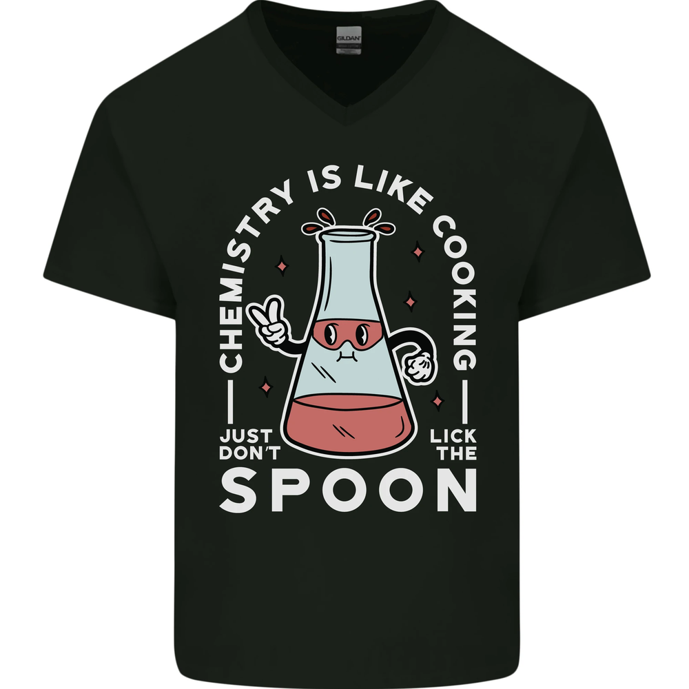 Chemistry is Like Cooking Funny Science Mens V-Neck Cotton T-Shirt