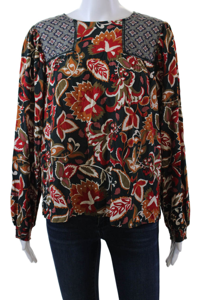 Avara Womens Floral Print Round Neck Long Sleeve Blouse Top Multicolor Size SFree Shipping in US $100+ Orders | $6.95 Orders Below