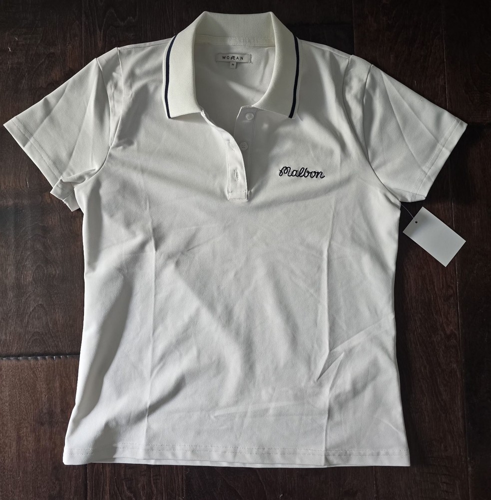 Malbon Women White Polo Tshirt, Size Medium